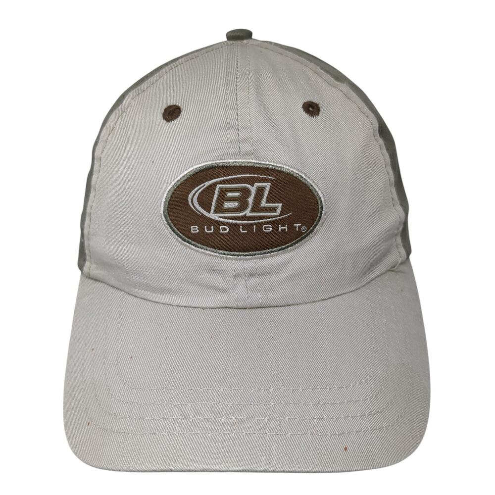 BL Bud Light Strapback Baseball Cap Brown One Size Adjustable Embroidered